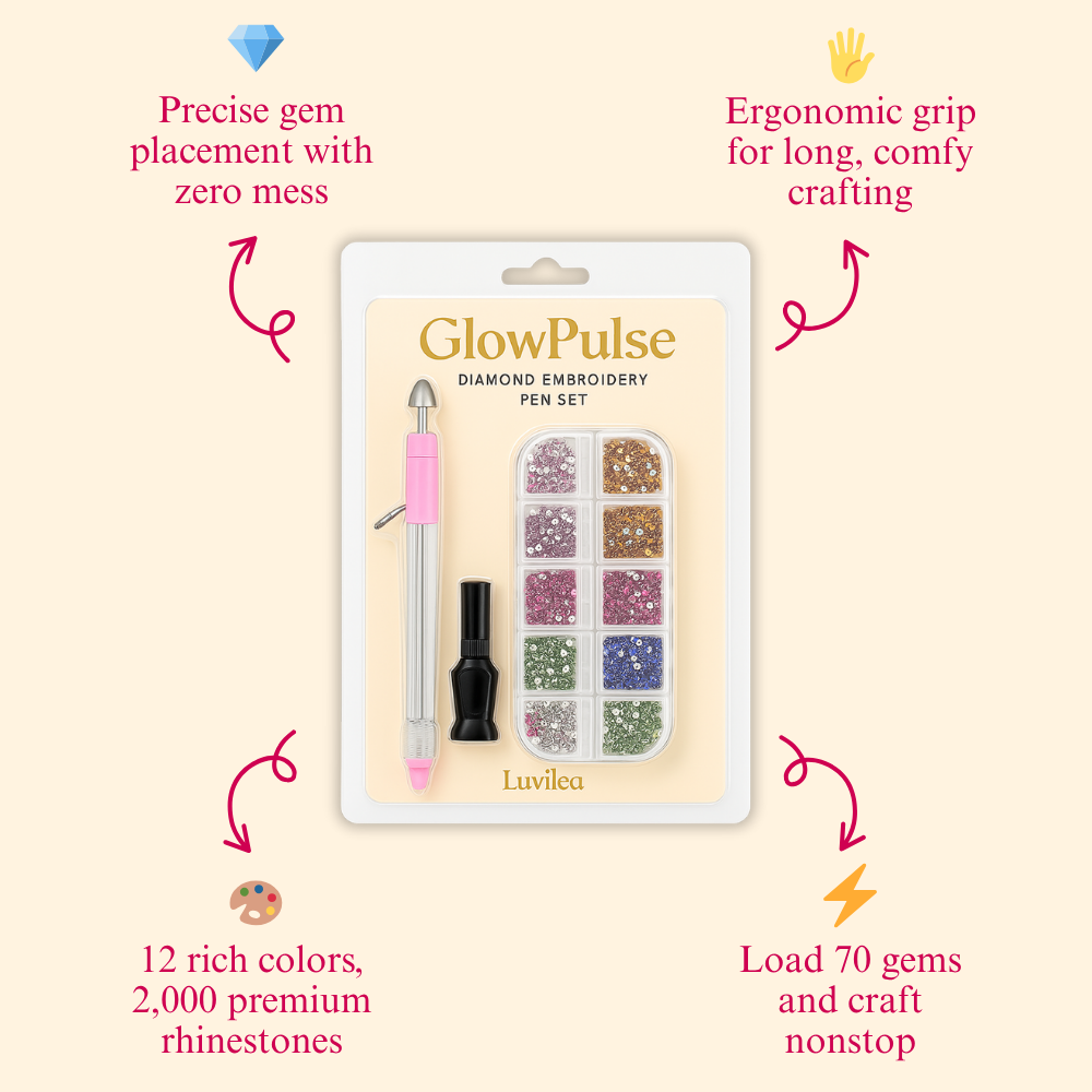 GlowPulse™ Rhinestone Pen — Craft Stunning Sparkle Effortlessly with Every Press