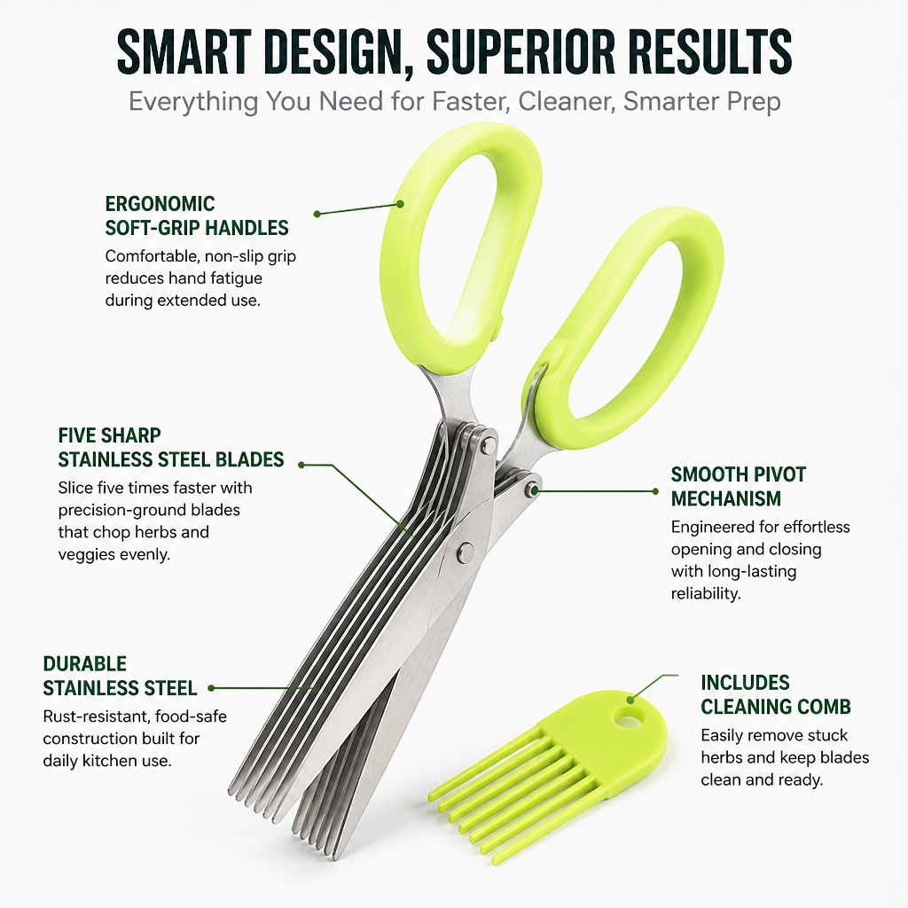 SwiftSlice™ Herb & Veggie Shears — Slice Five Times Faster and Reclaim Joy in Every Meal Prep
