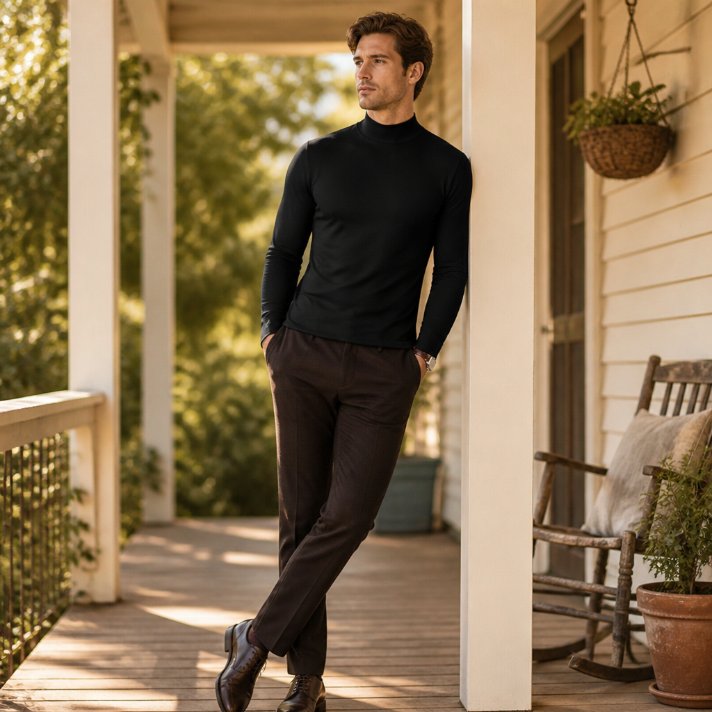 VeroEdge™ Slim Fit Long Sleeve High-Neck Shirt — Own Every Room with Unmatched Confidence and Comfort