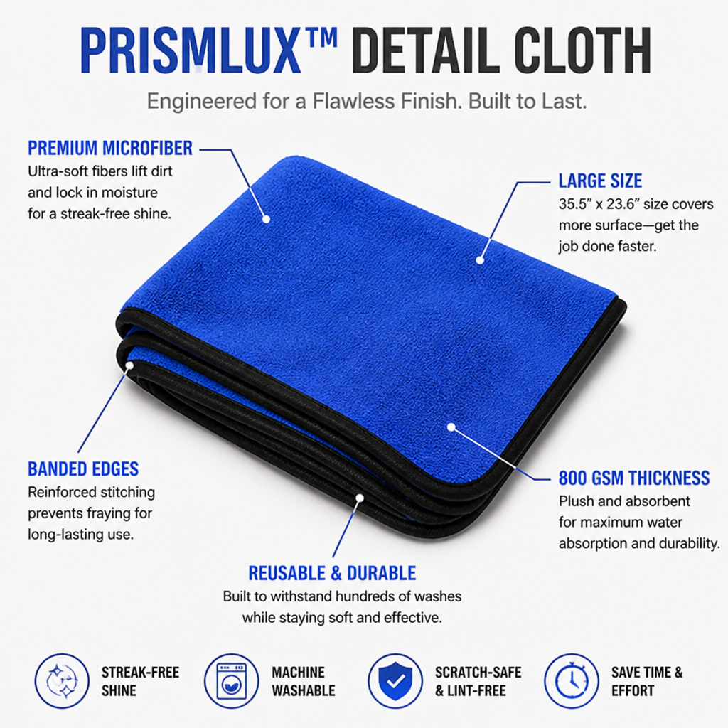 PrismLux™ Detail Cloth — Instantly Unlock a Mirror-Perfect Shine Without the Struggle