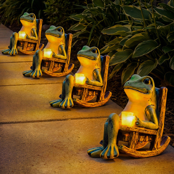 Solar Frog Outdoor Light Featuring Rocking Chair Style
