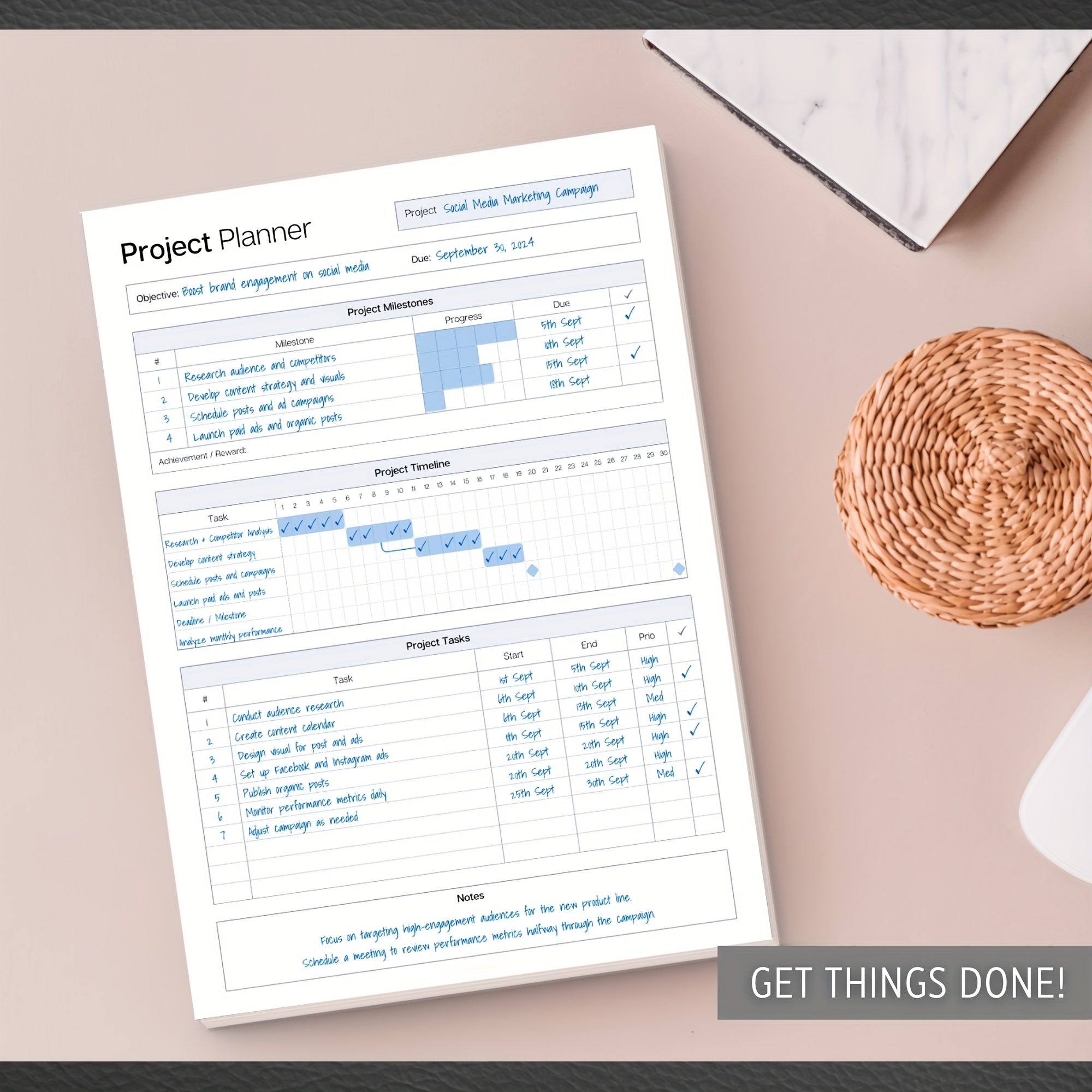 Project Mastery - 50-Sheet Planning Journal for Effective Time Management