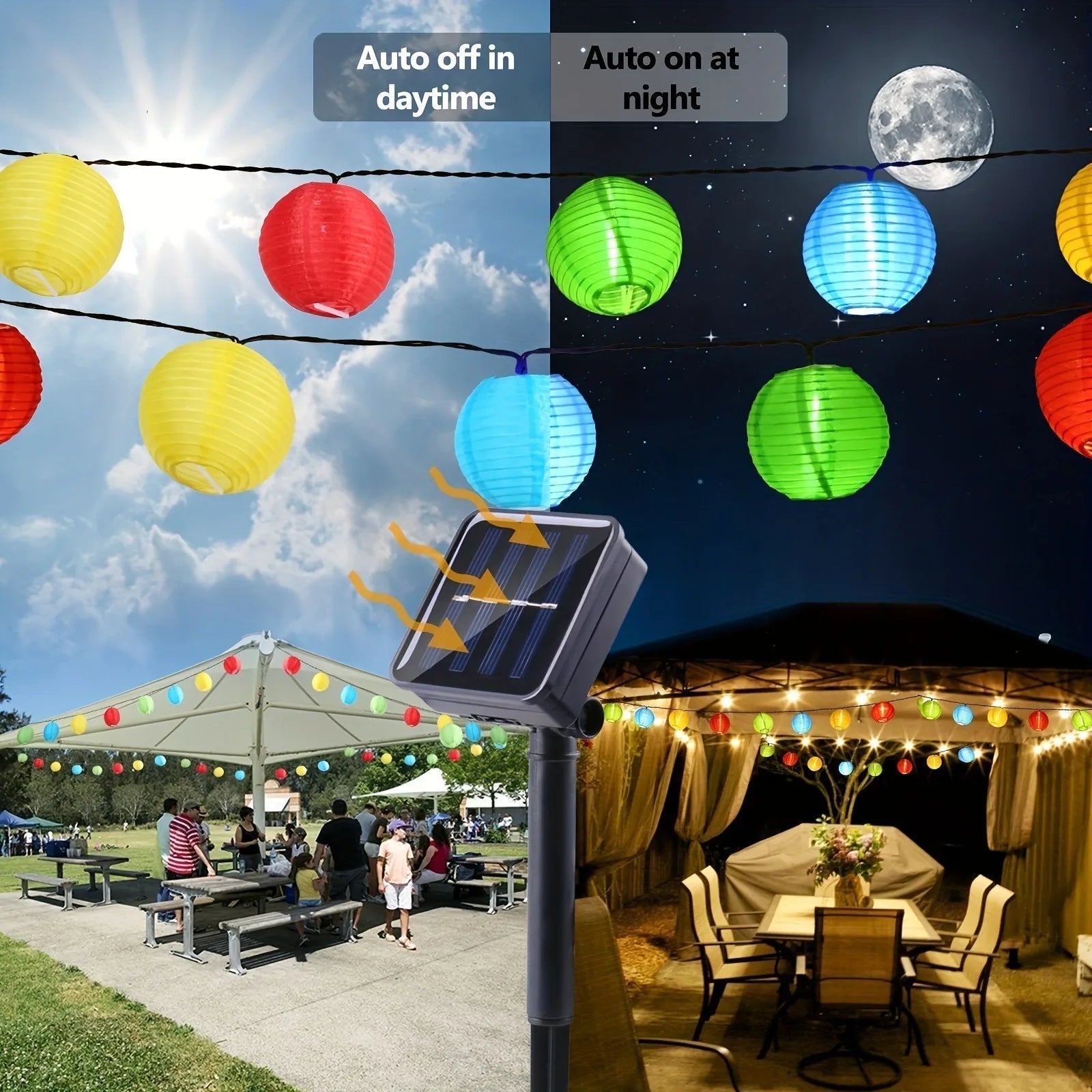 Solar LED Lantern String Lights – IP65 Weatherproof Build