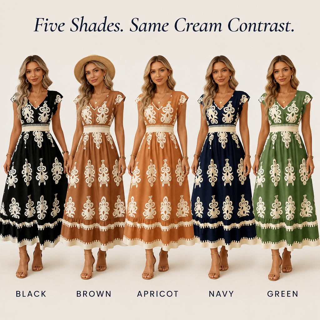 Vellureva™ — Slip on One Cap-Sleeve Maxi from Café Brunch to Rooftop Night