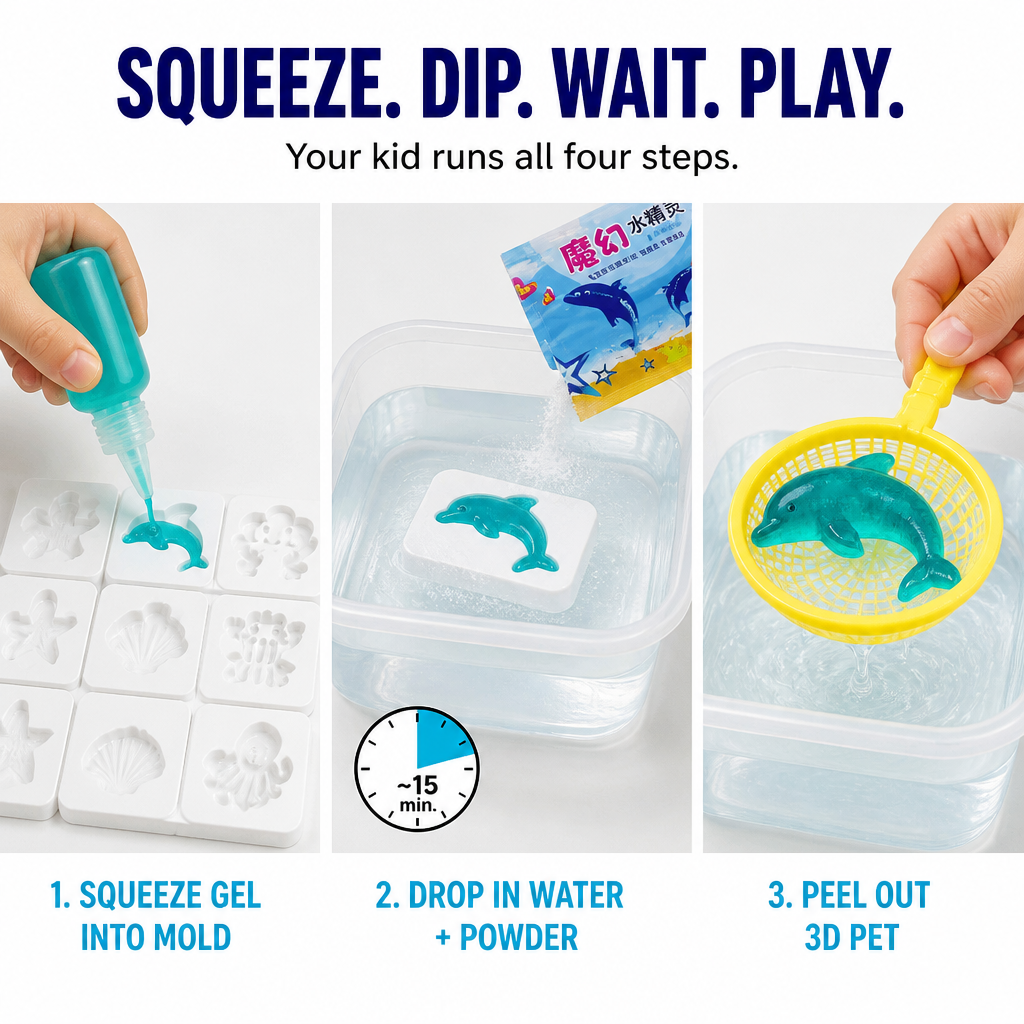 TactilGlow™ — See Colored Gel Transform Into Squishy 3D Water Critters