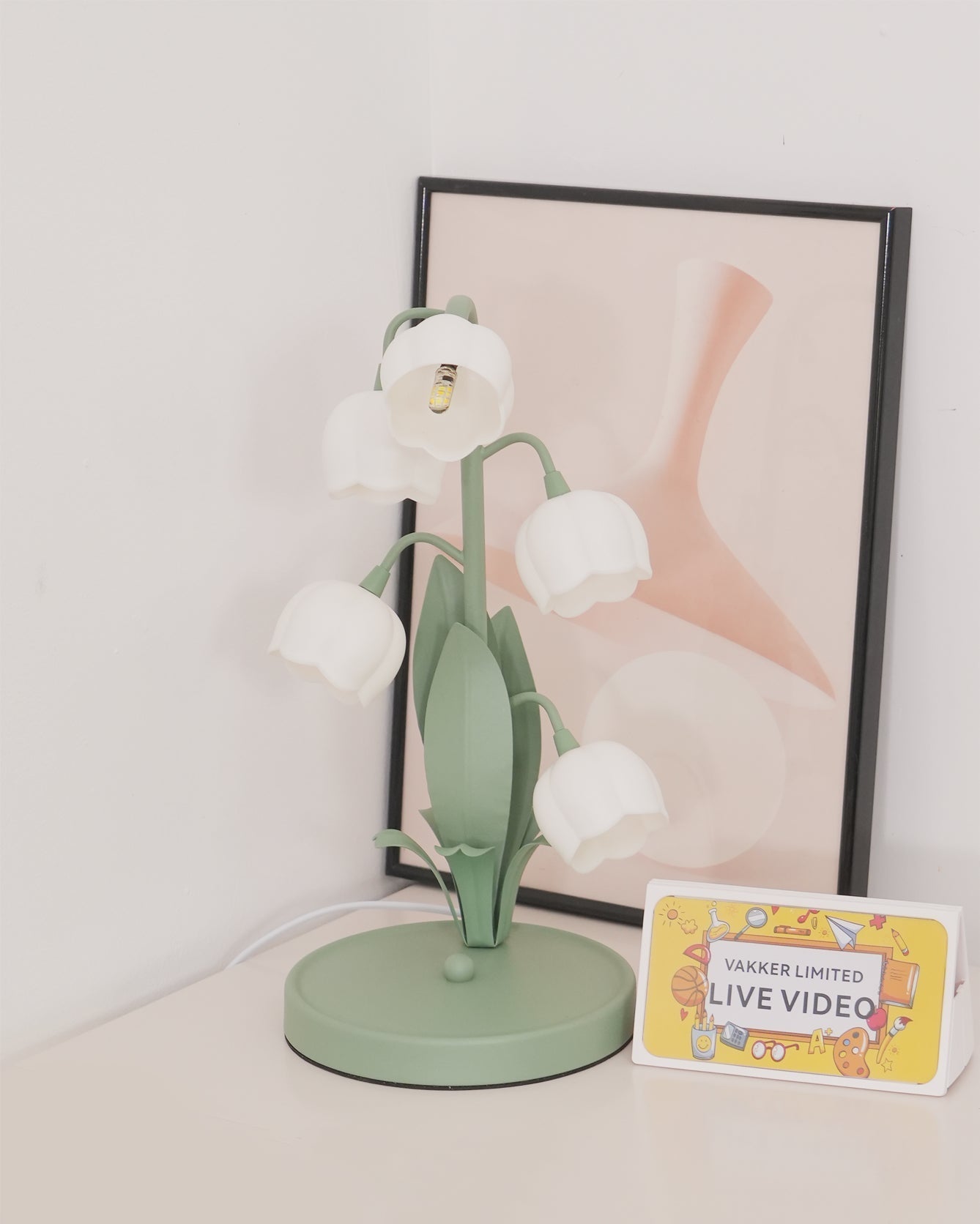 Table lamp featuring a bell orchid