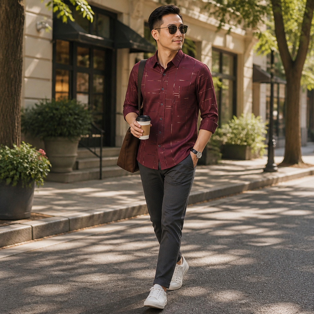 Ultra-LightPower™ – Breathable Stretch, Wrinkle-Free Line-Print Dress Shirt