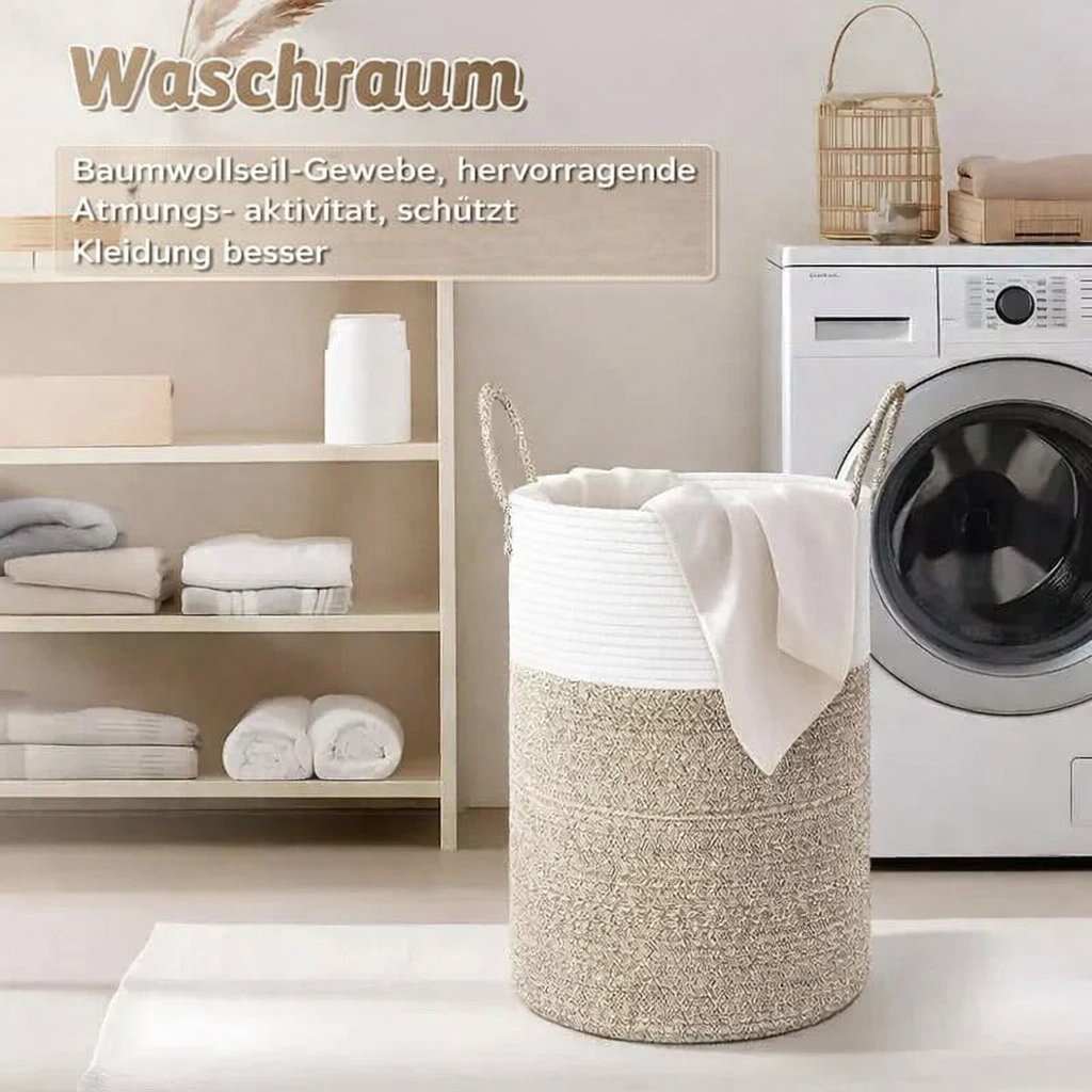 Collapsible Cotton Basket | 60L Laundry Hamper | Stylish Storage | RopeBasket