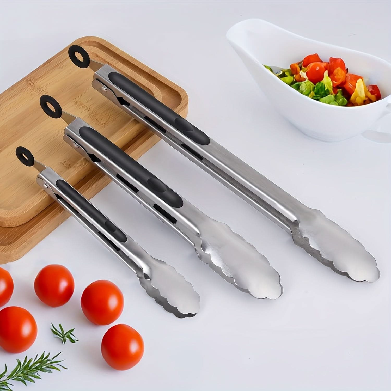 Stainless Steel Kitchen Tongs with Locking Mechanism