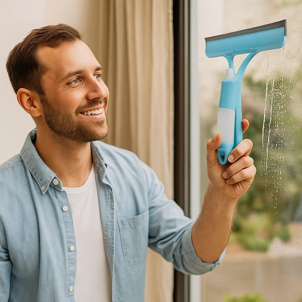 Window Squeegee with Built-In Spray – Streak-Free Cleaning Tool
