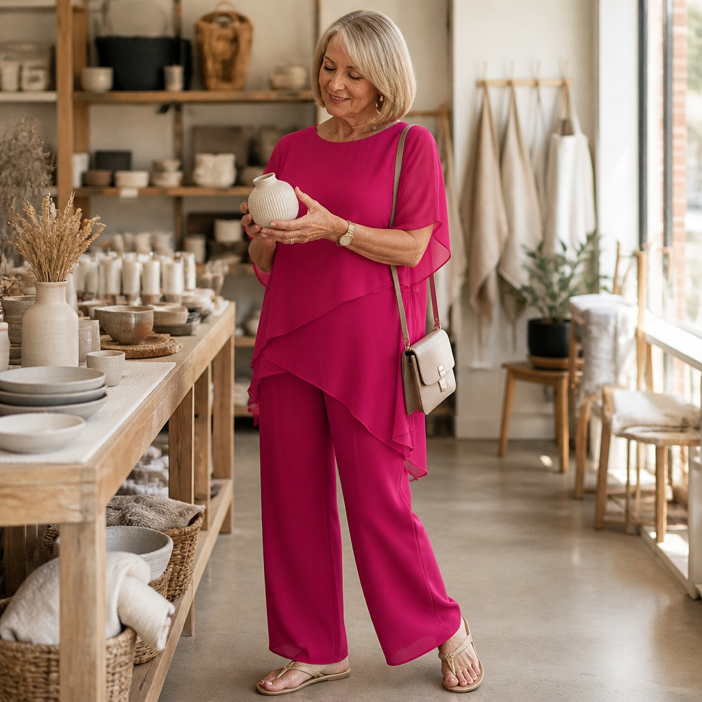 Flexiva™ – Comfortable Two-Piece Outfit with Soft-Fall Wide-Leg Trousers