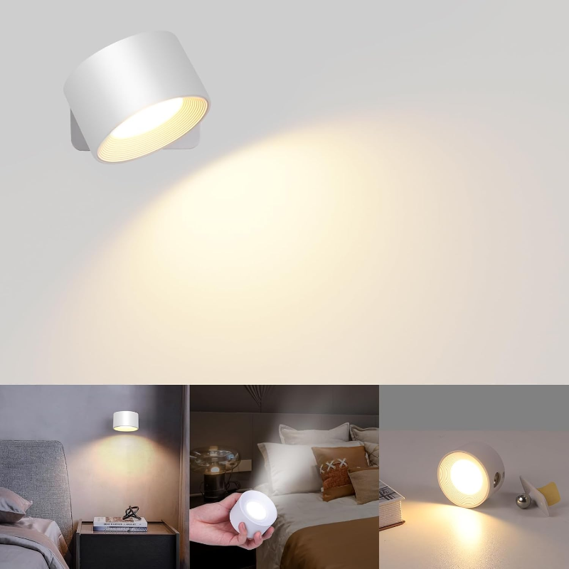 Rechargeable LED Wall Lamp with 360° Swiveling Head – Touch Control, Cordless Setup
