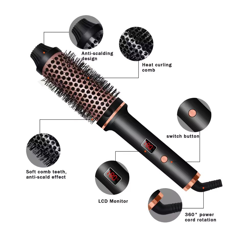 VelvetWave™ Curling Brush — Effortless Glamorous Curls That Last All Day