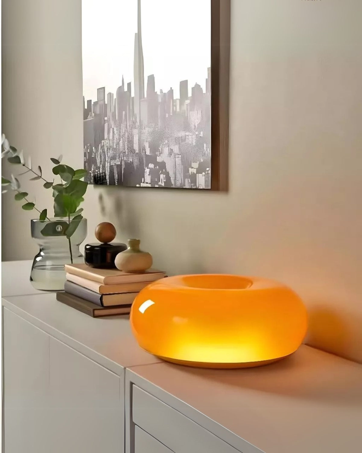 Round Donut-Style Table Lamp with Soft LED Glow