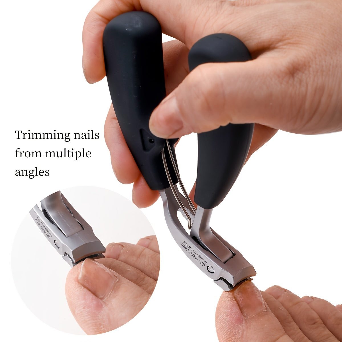 PrecisionPlus - 1pc Ergonomic Long Handle Nail Clippers in Stainless Steel