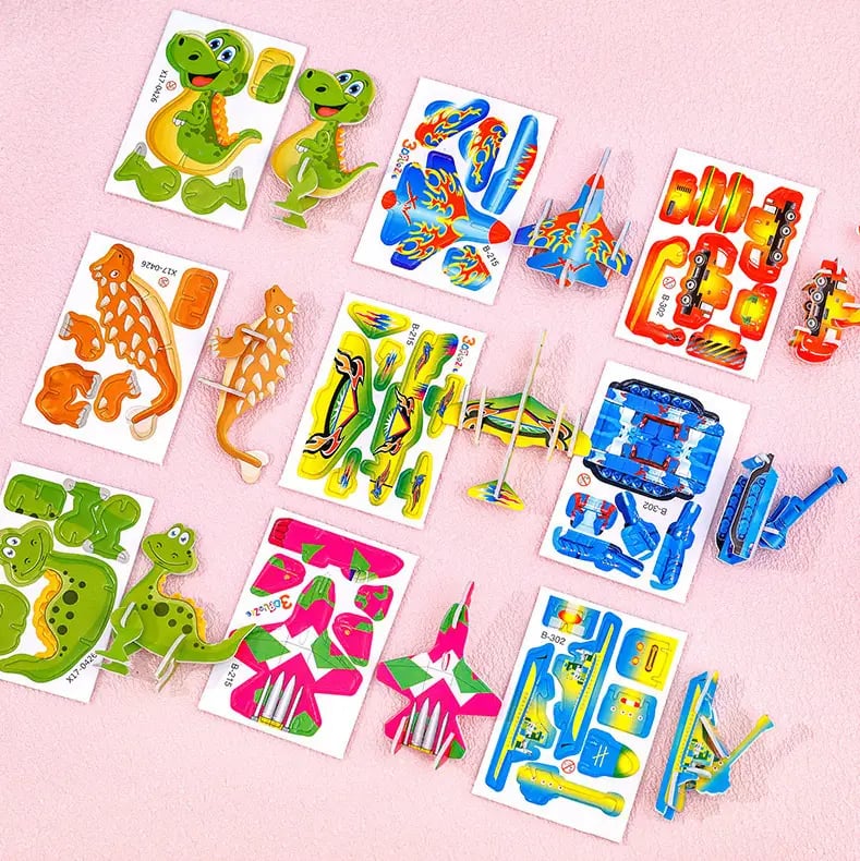 Educational 3D Puzzle Set – Cartoon Craft Activity for Kids