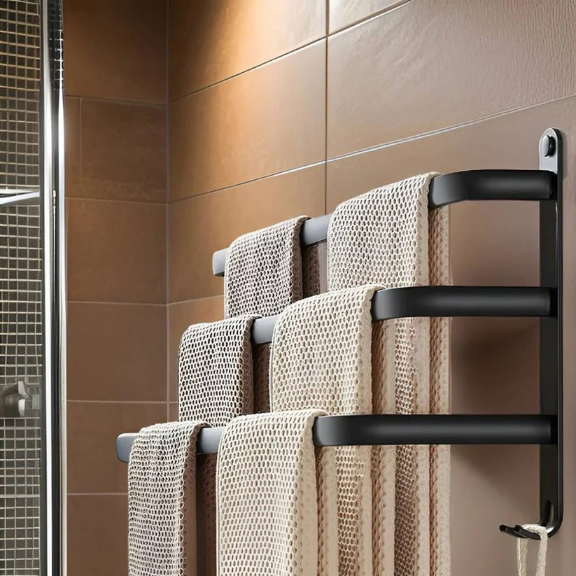 Vertical 2-3 Tier Bathroom Towel Organizer in Sleek Black