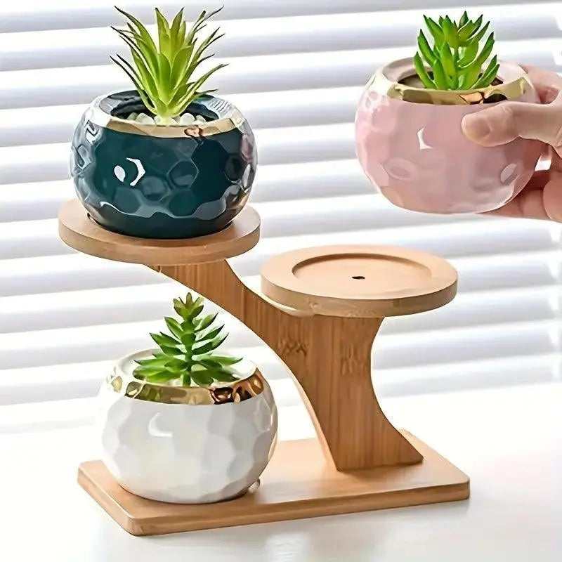 Indoor Plant Display Stand - 3-Tier Bamboo Tree Design