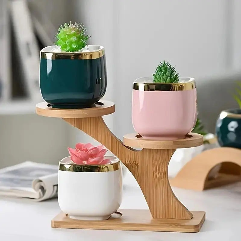 Indoor Plant Display Stand - 3-Tier Bamboo Tree Design