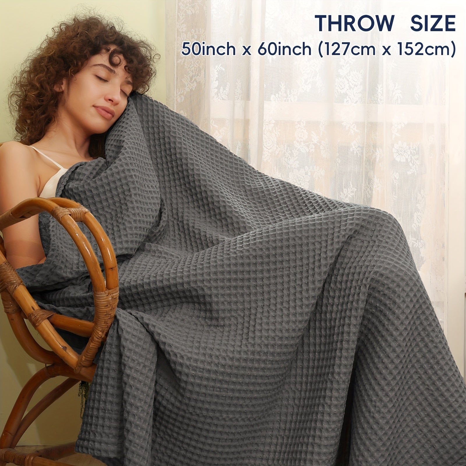 BREEZEWEAVE – All-Season Lightweight Waffle Blanket for Ultimate Comfort