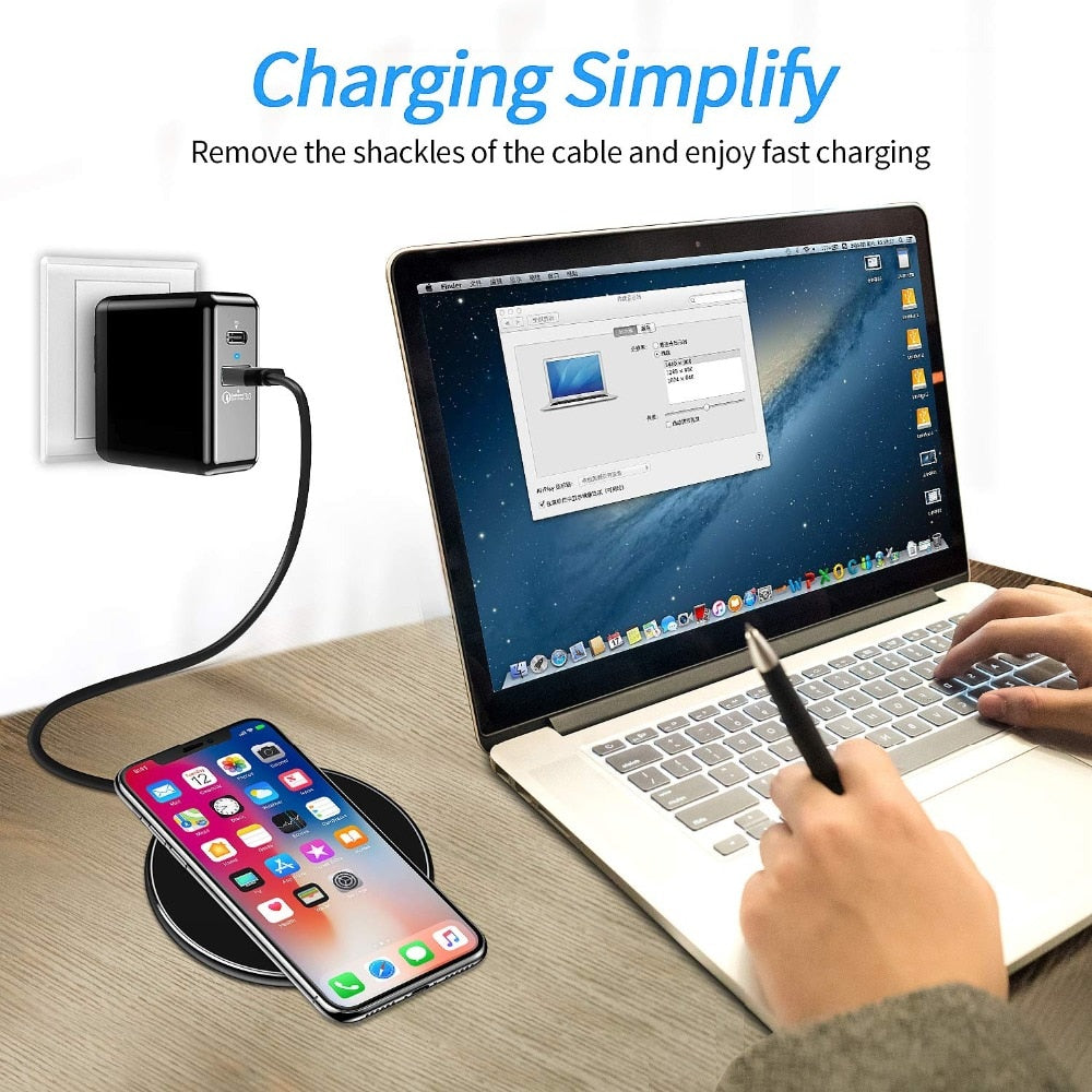 30W Rapid Wireless Charger with USB Type-C Connection