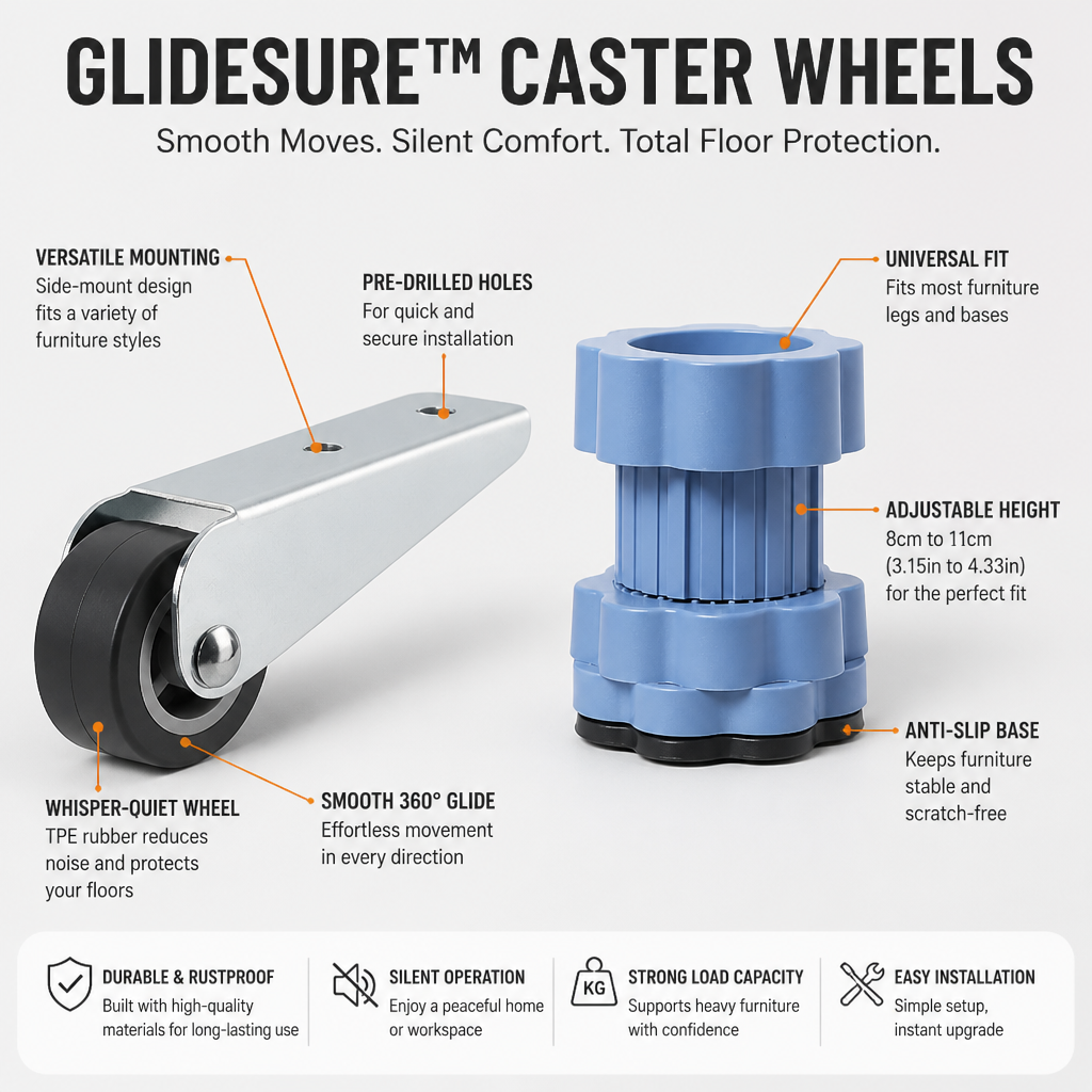 GlideSure™ — Transform Your Furniture Into a Whisper-Quiet, Effortless Mover