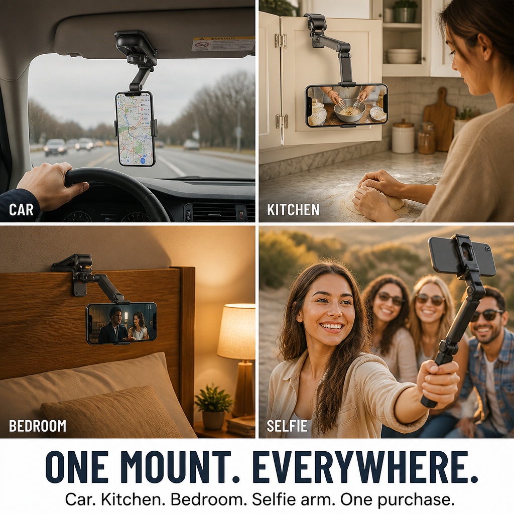 GripLock™ — Attach Your Phone to the Sun Visor for Eye-Level GPS