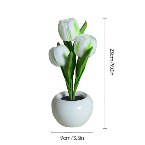 Tulip LED Desk Lamp in Ceramic Vase – Cozy Ambient Glow