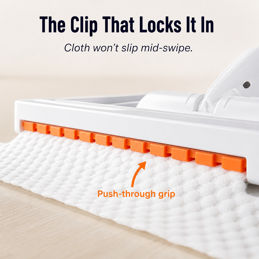 SwiftSweepPro™ — Clip to Any Fabric, Sweep Every Surface, Forget the Refill Lane Forever