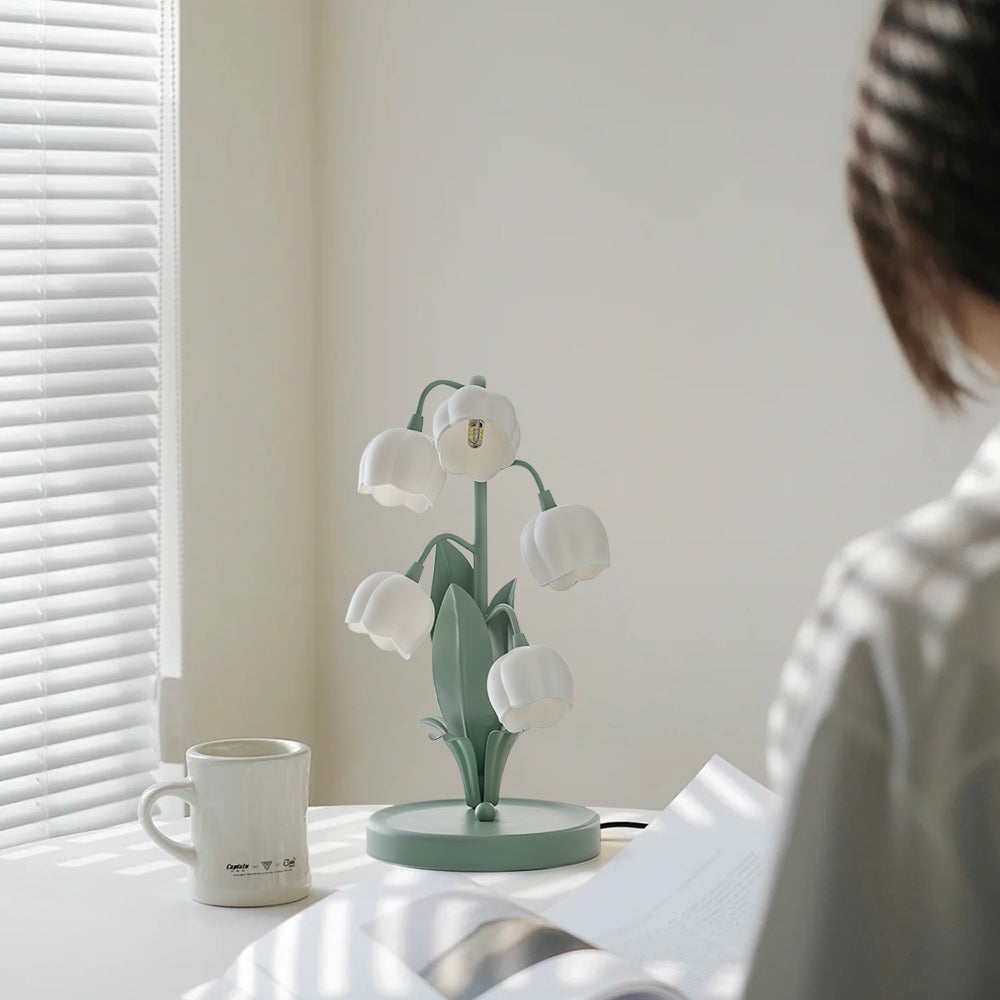 Table lamp featuring a bell orchid