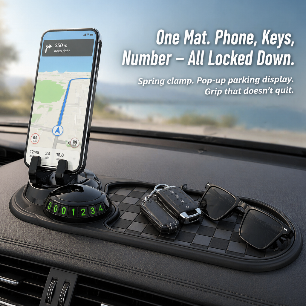 GripNest™ — Pin Your Phone, Display Your Parking Number & Master the Dashboard with One Pad