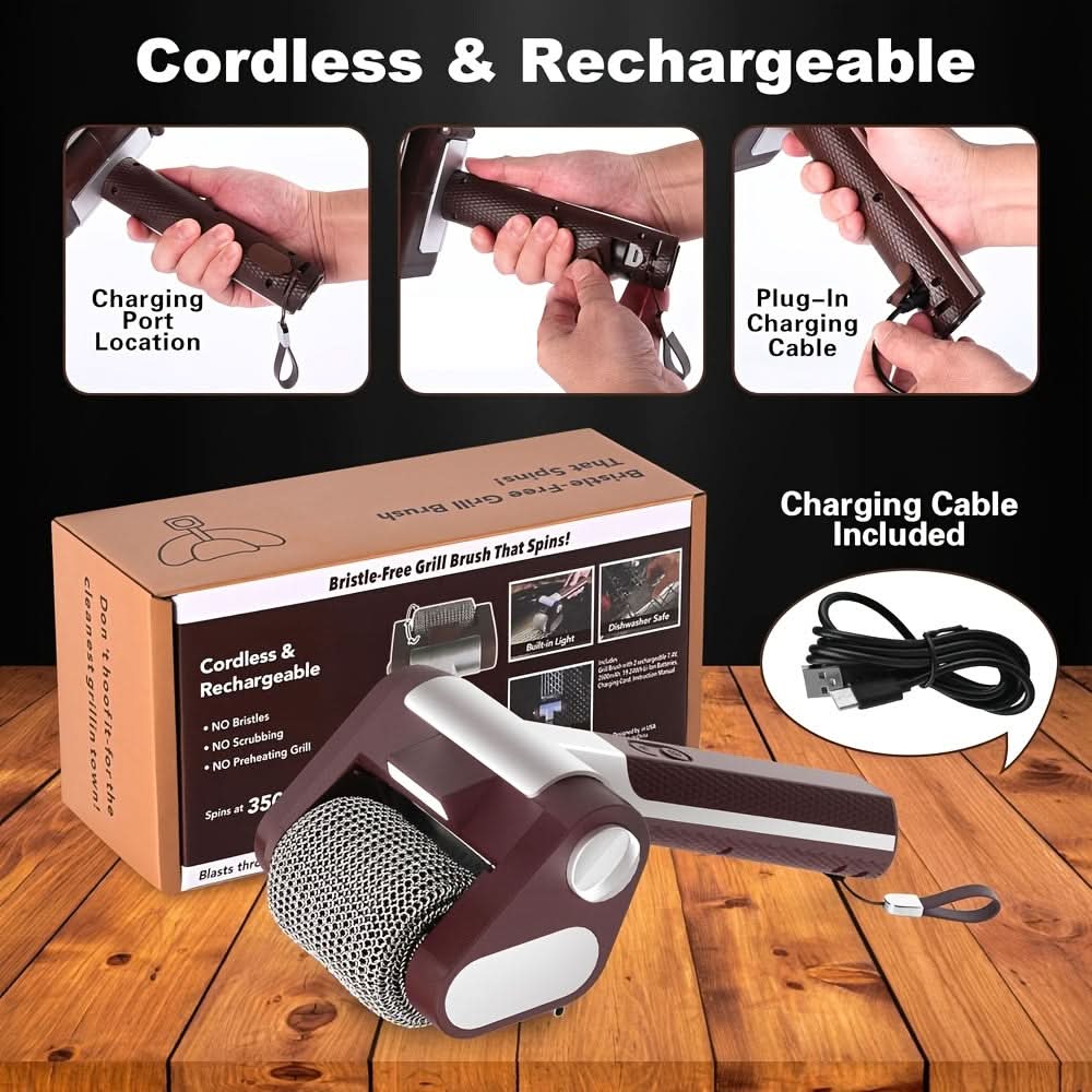 Electric Grill Cleaning Brush with Stainless Steel Roller