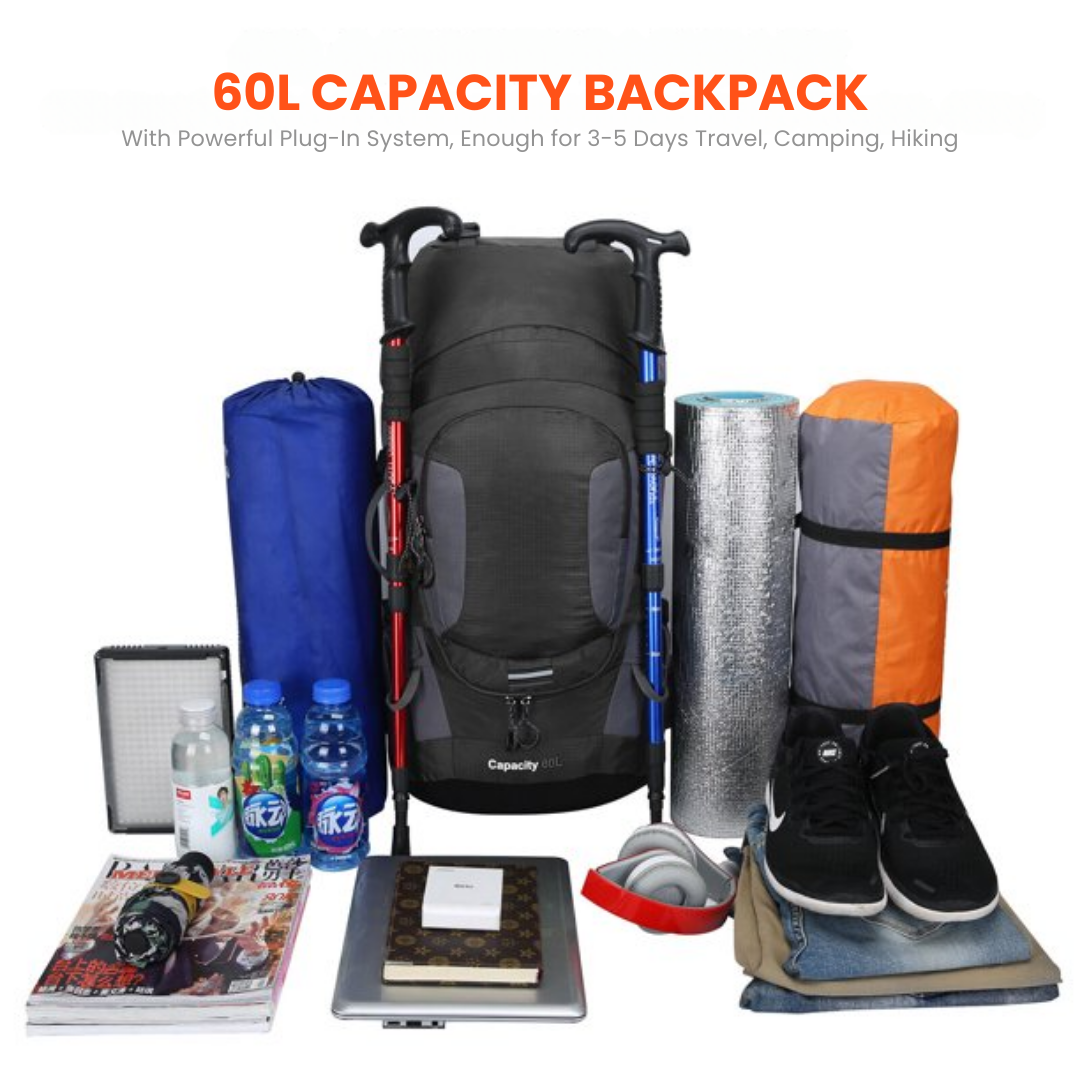 60L Adventure-Ready Waterproof Backpack for Outdoor Enthusiasts