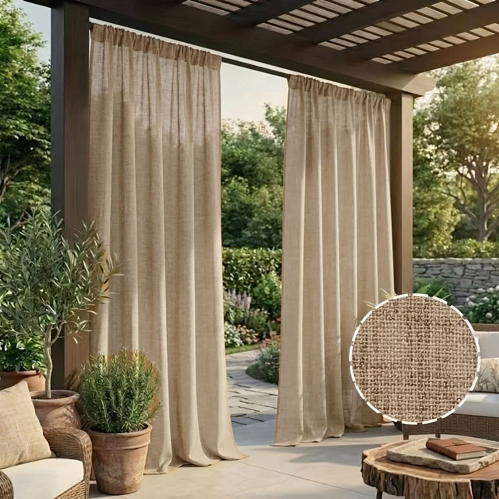 Bohemian Outdoor Drapes with Linen-Style Fabric