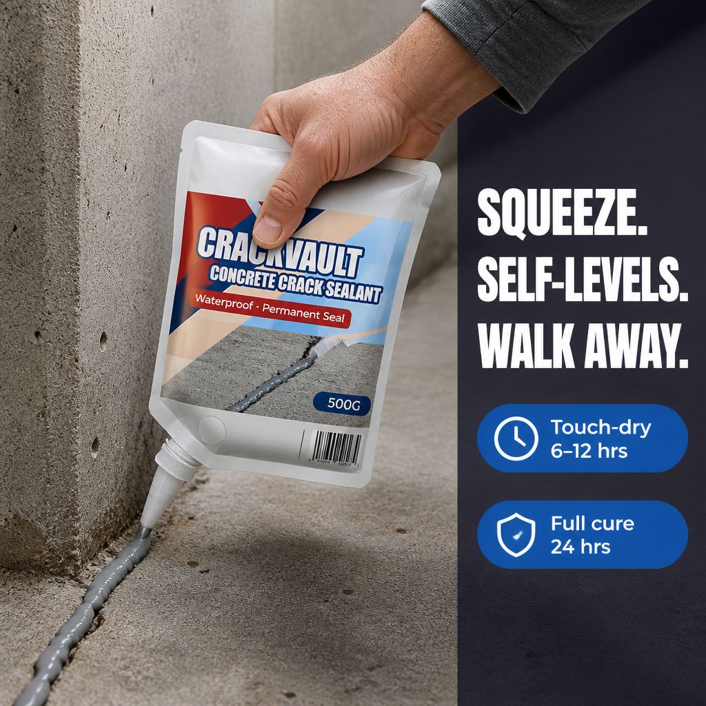 CrackVault™ — Seal, Fill & Waterproof Concrete Cracks in Less Than 10 Minutes