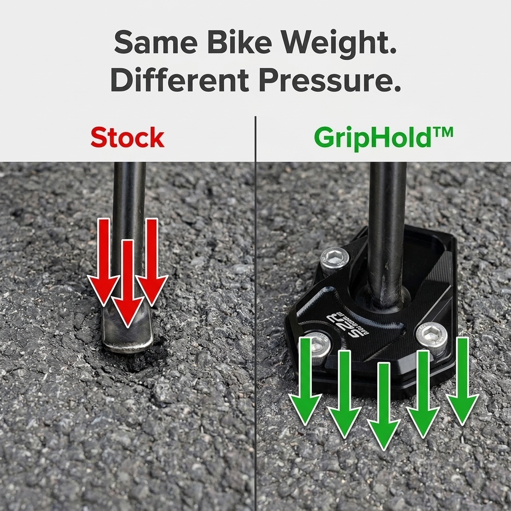 GripHold™ — Prevent Your Kickstand from Sinking into Soft Ground and Hot Asphalt