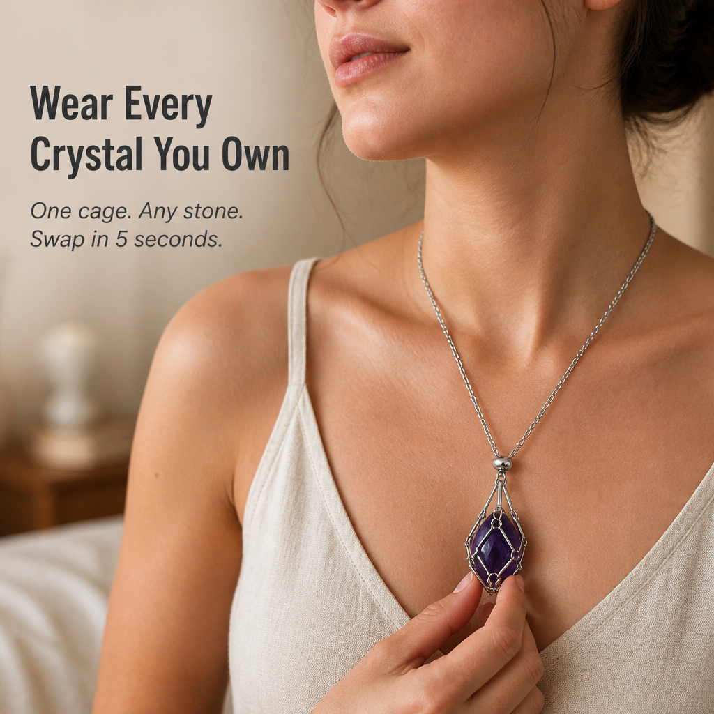 VeraMyst™ Crystal Cage Necklace — Instantly Wear Every Stone That Powers Your Soul