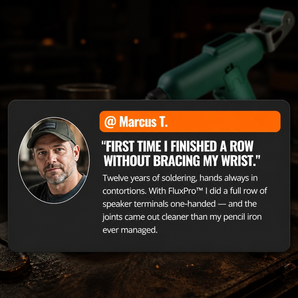 FluxPro™ — One-Handed Soldering in 30 Seconds with Auto-Feed Trigger