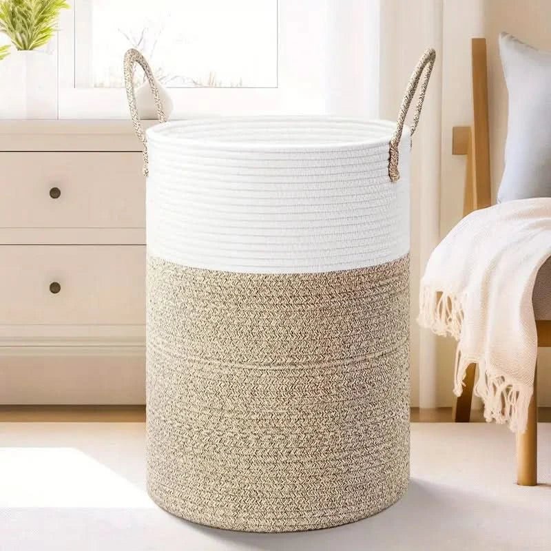 Collapsible Cotton Basket | 60L Laundry Hamper | Stylish Storage | RopeBasket