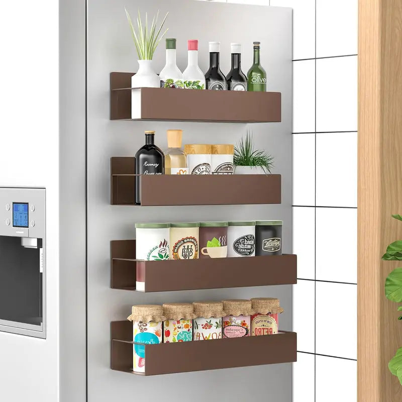 Spice Organizer | 4-Piece, Magnetic – Powder-Coated | Drill-Free Installation | KitchenDock