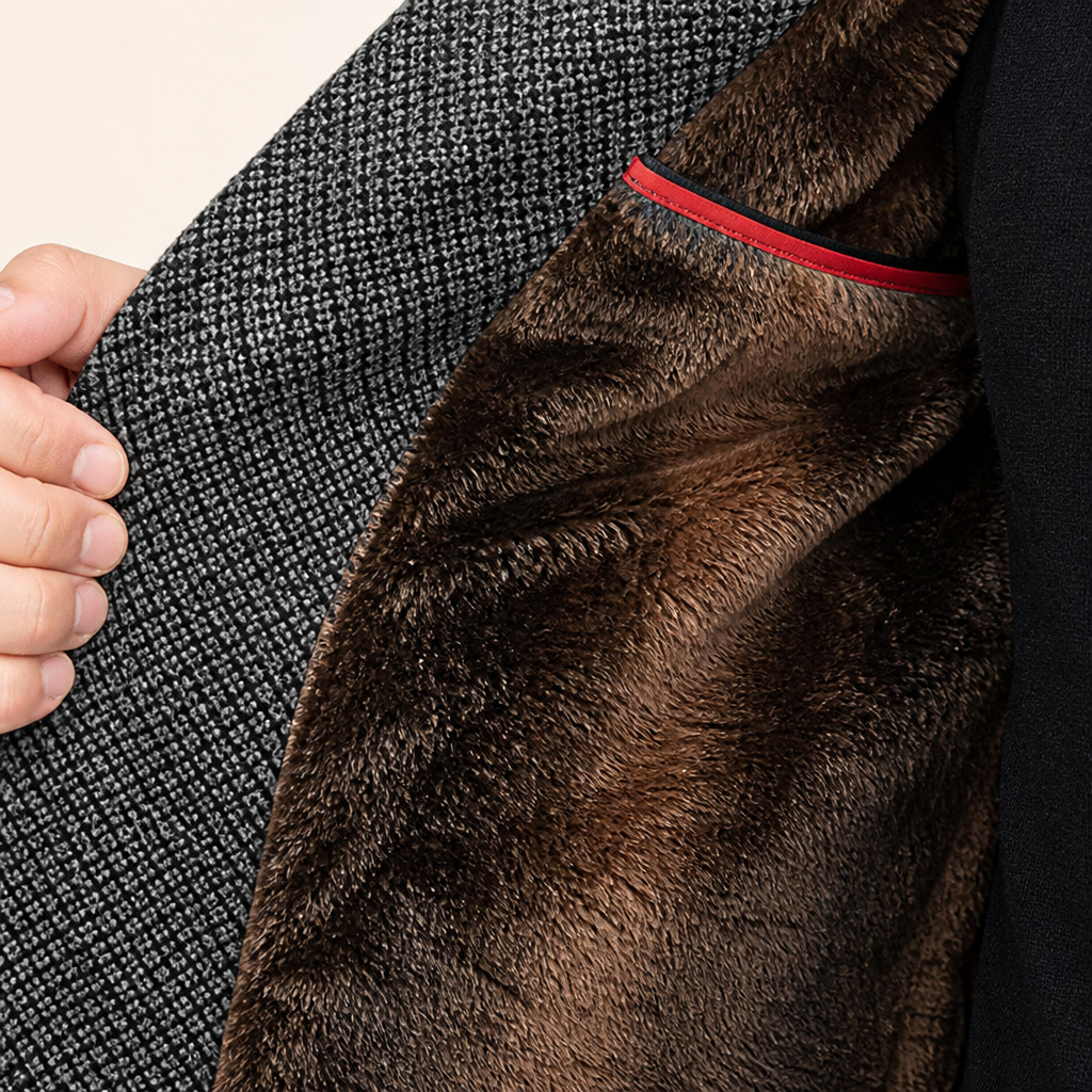 ArcticForge™ – Winter Coat with Textured Stand Collar and Fleece Lining