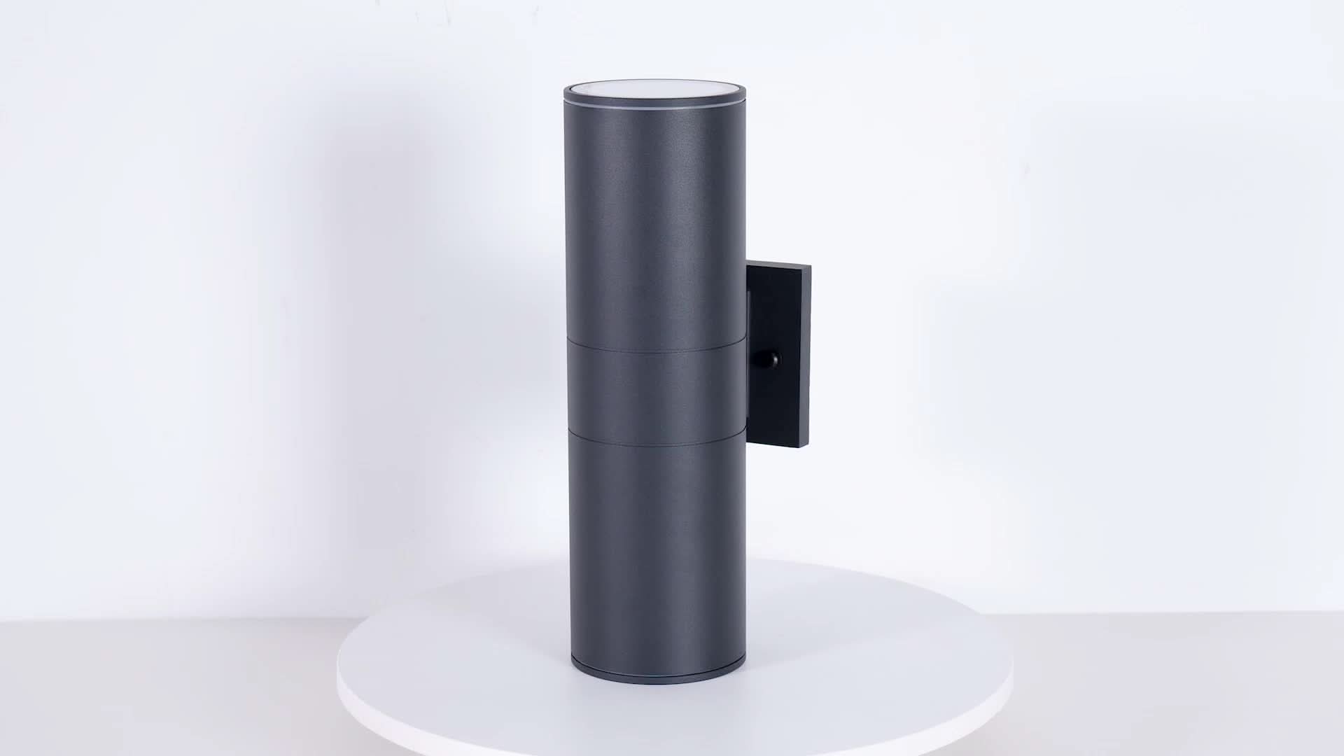 Black Outdoor Wall Light in Cylindrical Shape