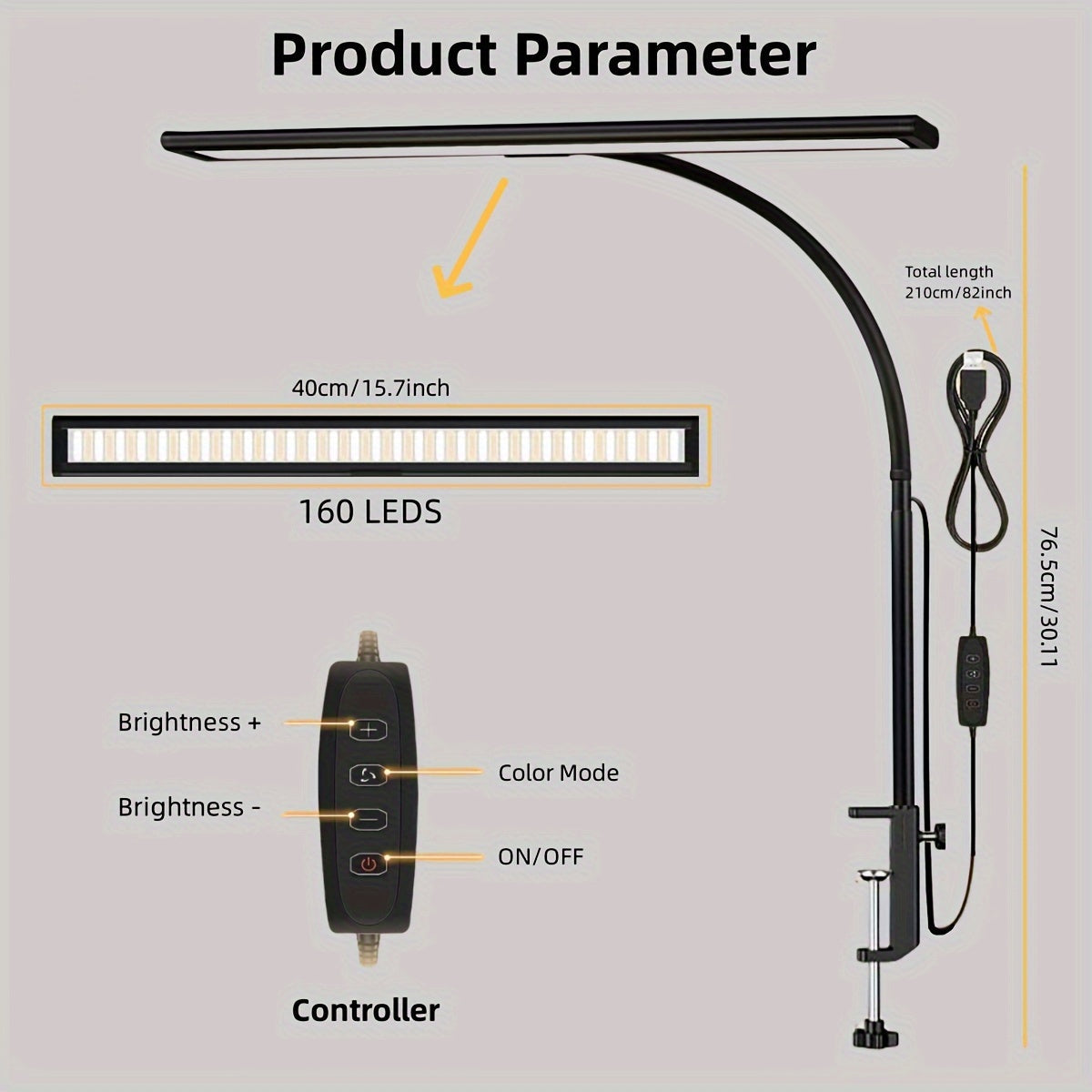 BrightZone – Wide Coverage LED Desk Light with Clip