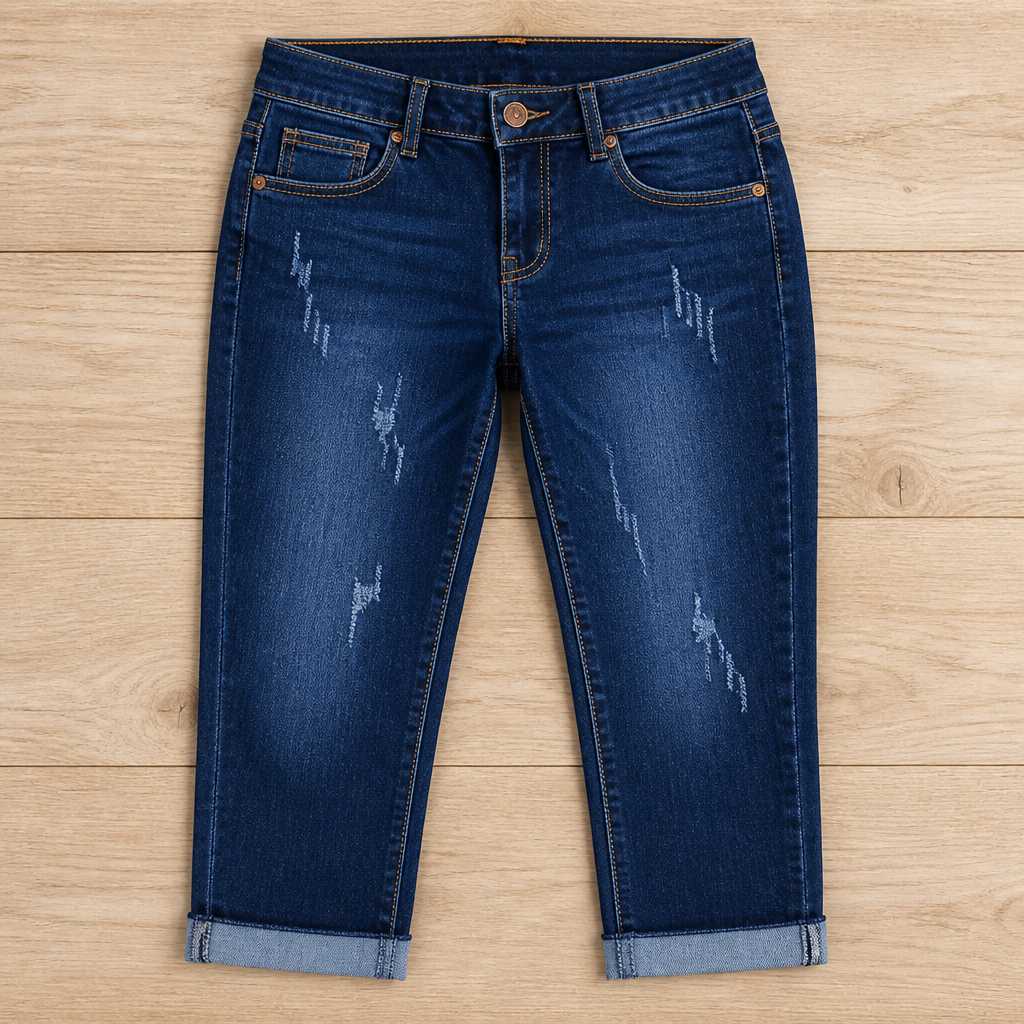 ArdenVibe™ Distressed Capris — Embrace Every Curve with Effortless Edge and All-Day Comfort