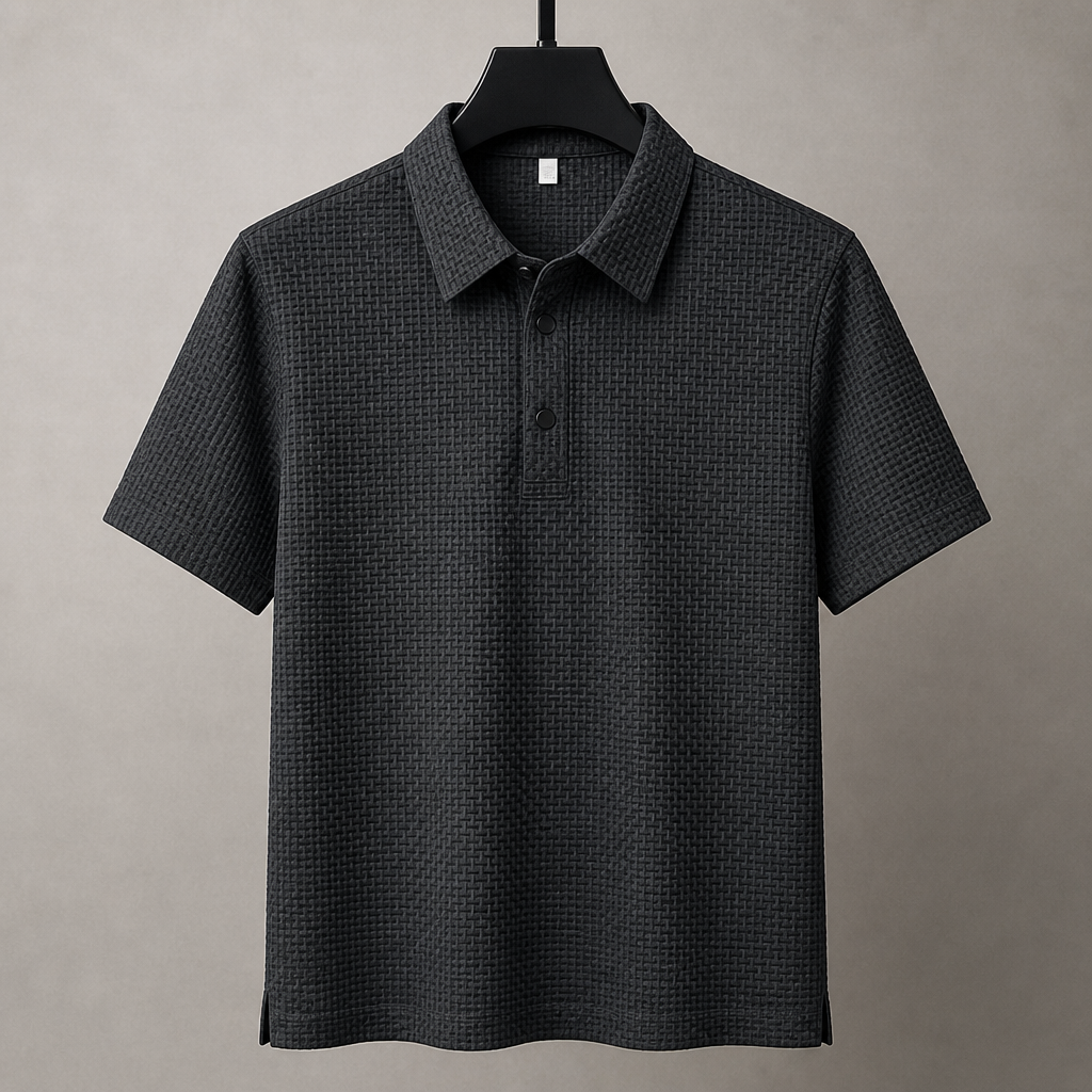 VentraBreeze™ – Breathable Textured Knit Polo Featuring Snap-Button Placket
