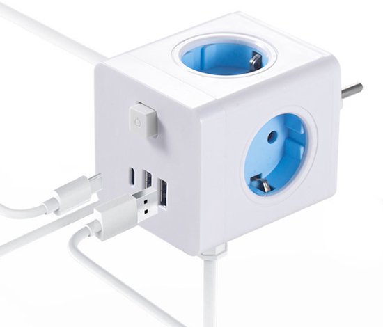 Power Cube Extension with 4 Sockets and USB Charging Ports
