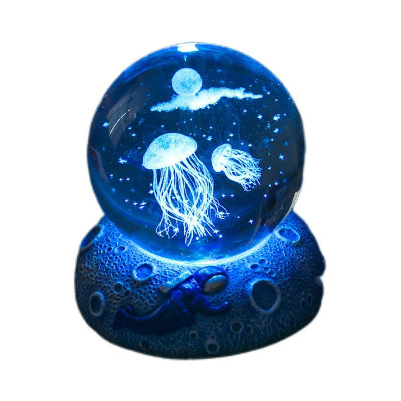 Starlight Crystal Sphere LED Lamp with Elegant Resin Base