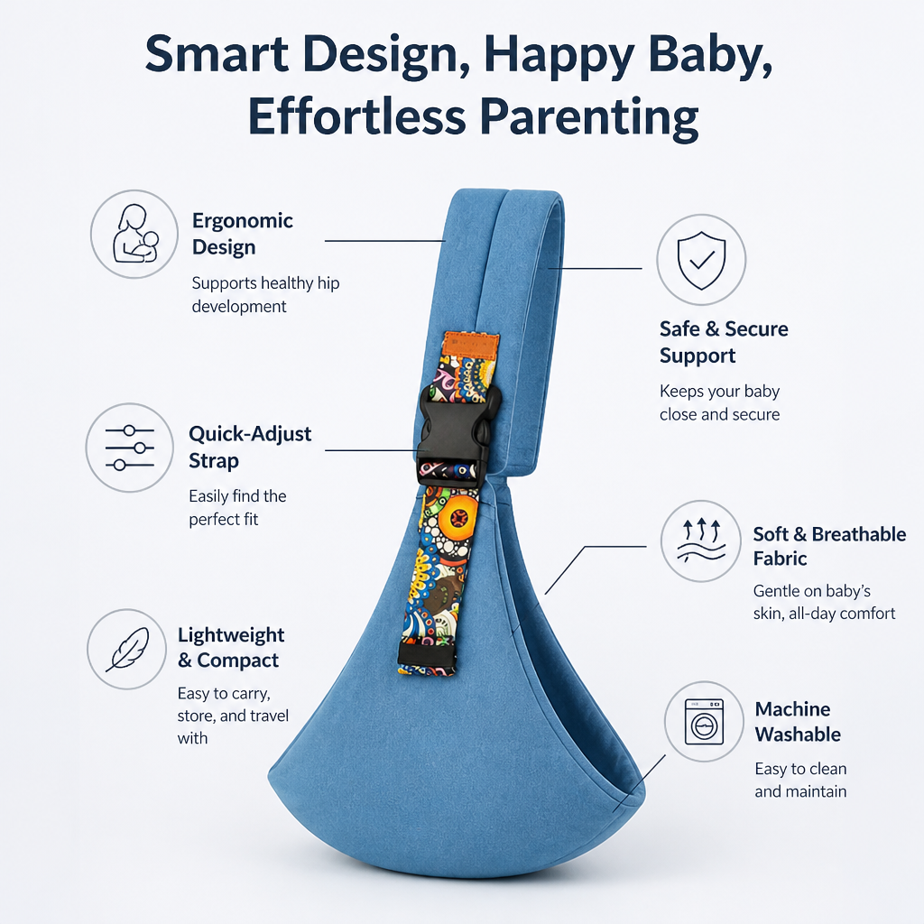 NurturaNest™ BabySling — Move Freely While Keeping Your Baby Safe and Snug Every Step of the Way