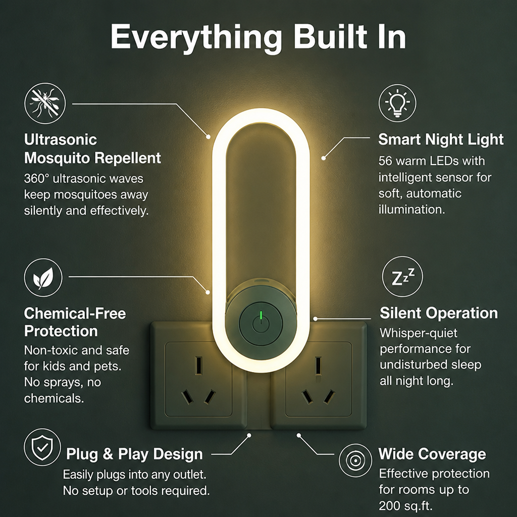 MosquiSafe™ — Sleep Peacefully with Silent, Chemical-Free Mosquito Protection