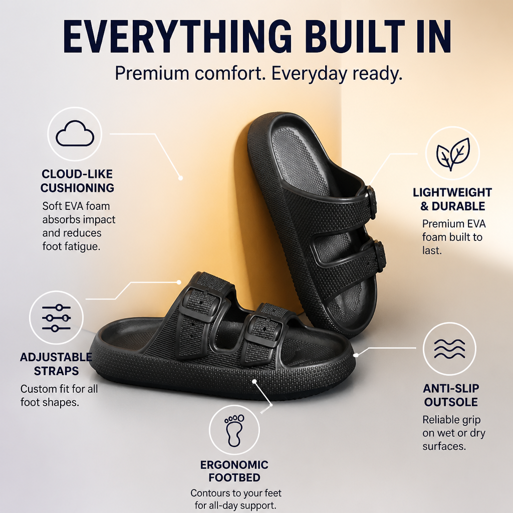SereniStride™ Sandals — Walk Pain-Free All Day with Cloud-Like Support and Custom Comfort